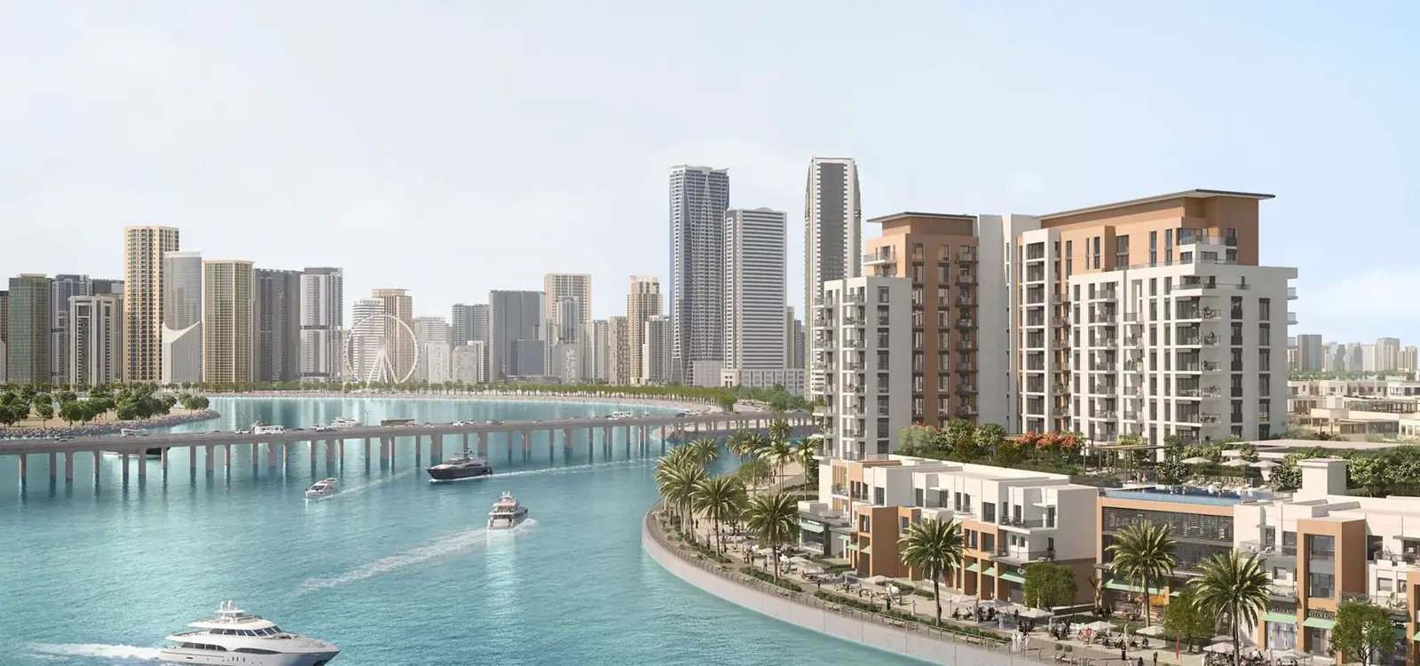 Waterfront residences and promenade along the creek at Maryam Island, Sharjah